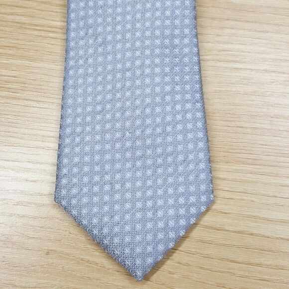 ALFANI Mens Neck Tie Silver Gray Woven Micro Dot Geometric Textured Slim Classic - Picture 1 of 6